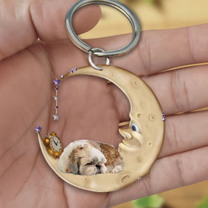 Shih tzu-Sleeping on the moon Keychain