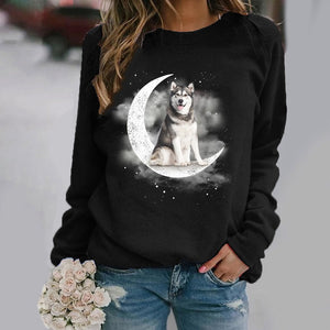 Siberian Husky -Sit On The Moon- Premium Sweatshirt