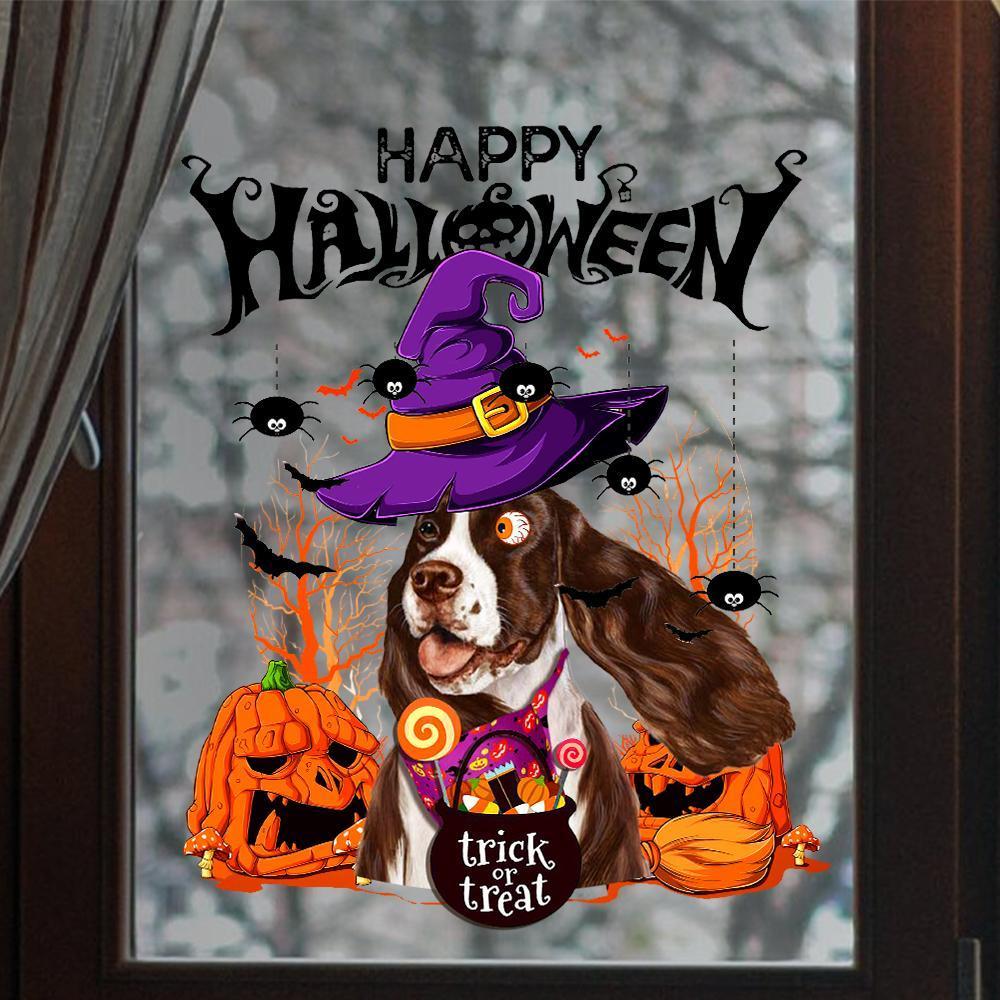 Springer Spaniel-Trick Or Treat-Halloween Window Clings Stickers