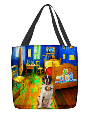 St Bernard in the bedroom-Cloth Tote Bag