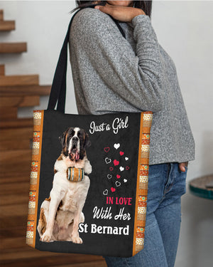 St Bernard In Love-Cloth Tote Bag