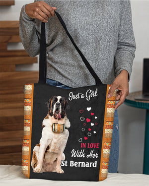 St Bernard In Love-Cloth Tote Bag