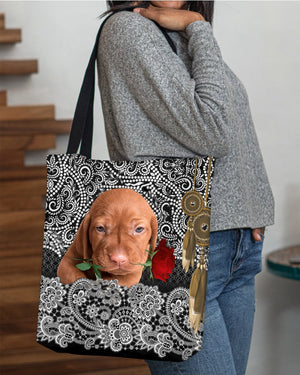 Vizsla-Rose Cloth Tote Bag