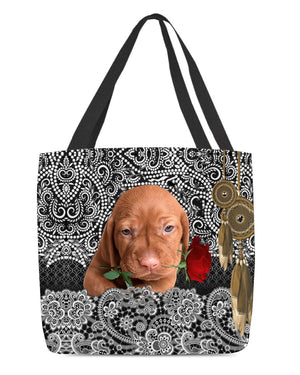 Vizsla-Rose Cloth Tote Bag