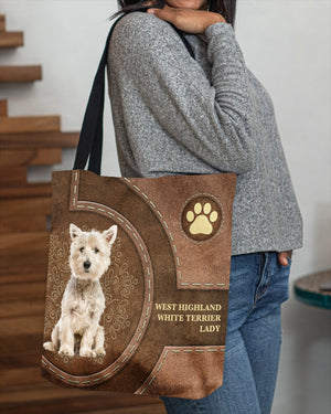 West Highland White Terrier-Lady&Dog Cloth Tote Bag