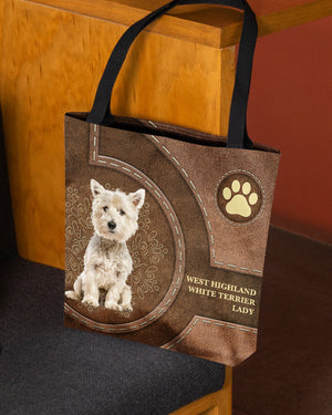 West Highland White Terrier-Lady&Dog Cloth Tote Bag