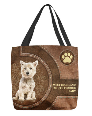 West Highland White Terrier-Lady&Dog Cloth Tote Bag