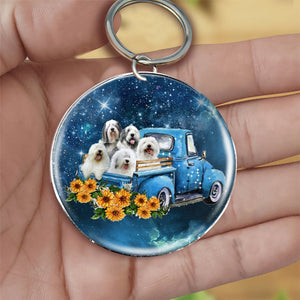 With Old English Sheepdog TAKE THE TRIP CLASSIC-Round Resin Epoxy Metal Keychain