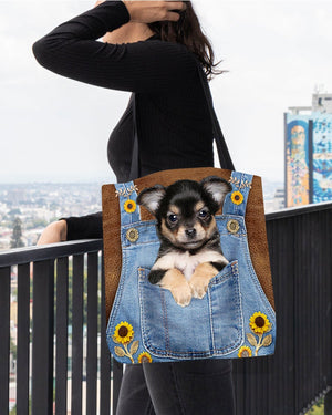 Yorkshire Terrier 1 And Sunflower-Cloth Tote Bag