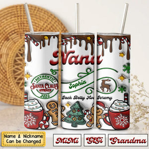 Personalized Grandma Santa Claus Approved Christmas Gift Skinny Tumbler