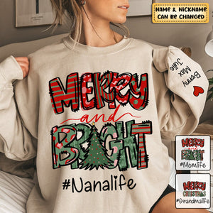 Personalized Merry & Bright Christmas Grandma Life Sweatshirt