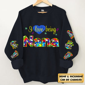 Personalized I Love Being Grandma Handprint Footprint Kid Sweatshirt