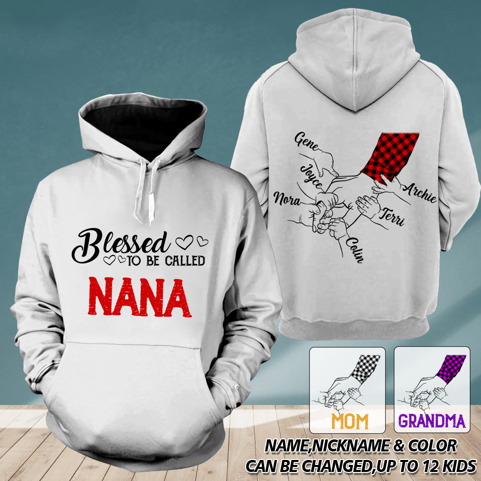 Personalized Mom Grandma Kid Family Hand in Hand Hoodie