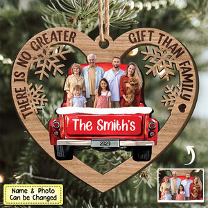 Red Truck Christmas Family Custom Photo - Personalized Ornament