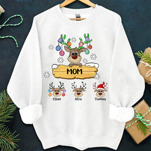 Grandma With Cute Little Reindeer Kids Christmas Personalized Sweatshirt