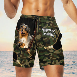 australian shepherd blue merle Camo Beach Pants