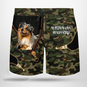 australian shepherd blue merle Camo Beach Pants