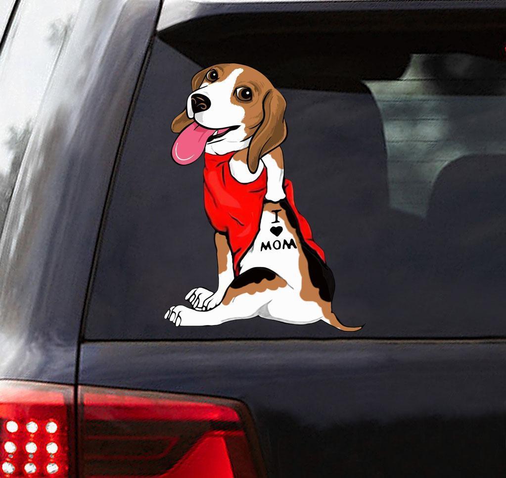 beagle love mom car sticker