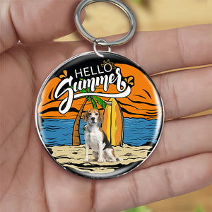 Beagle (4) Hello Summer-Round Resin Epoxy Metal Keychain