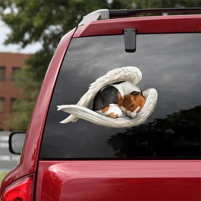 Beagle-sleeping angel CAR STICKER