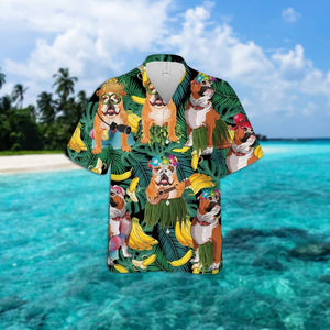 Bulldog Summer Leaves Hawaiian Shirt 2