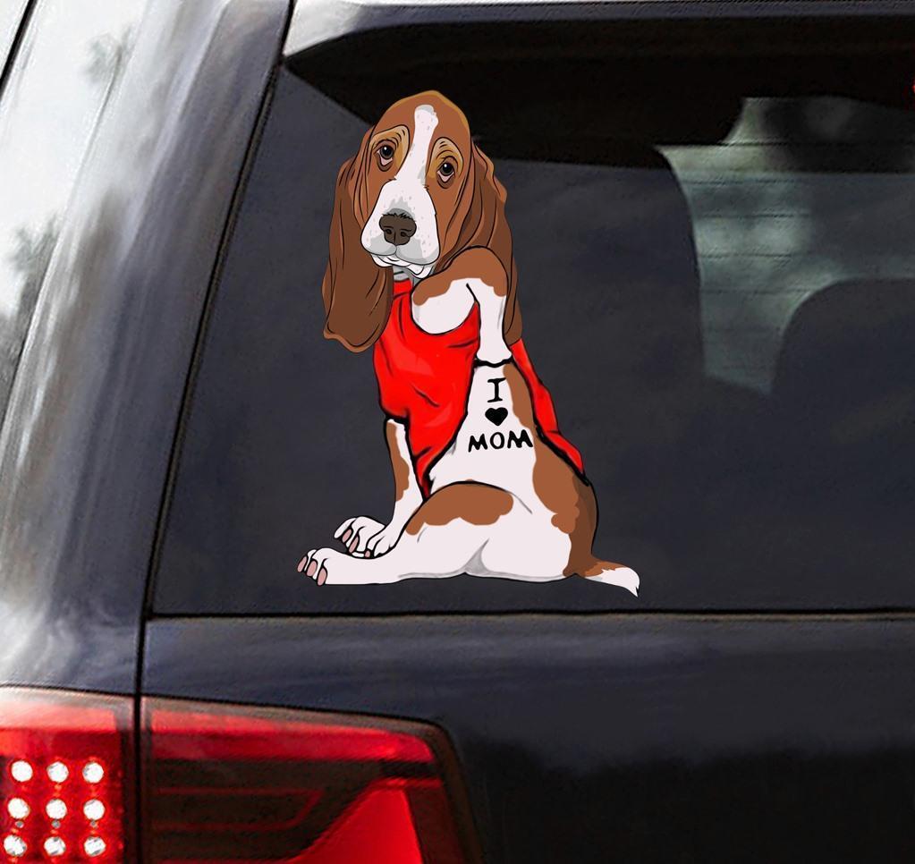 Basset Hound love mom car sticker