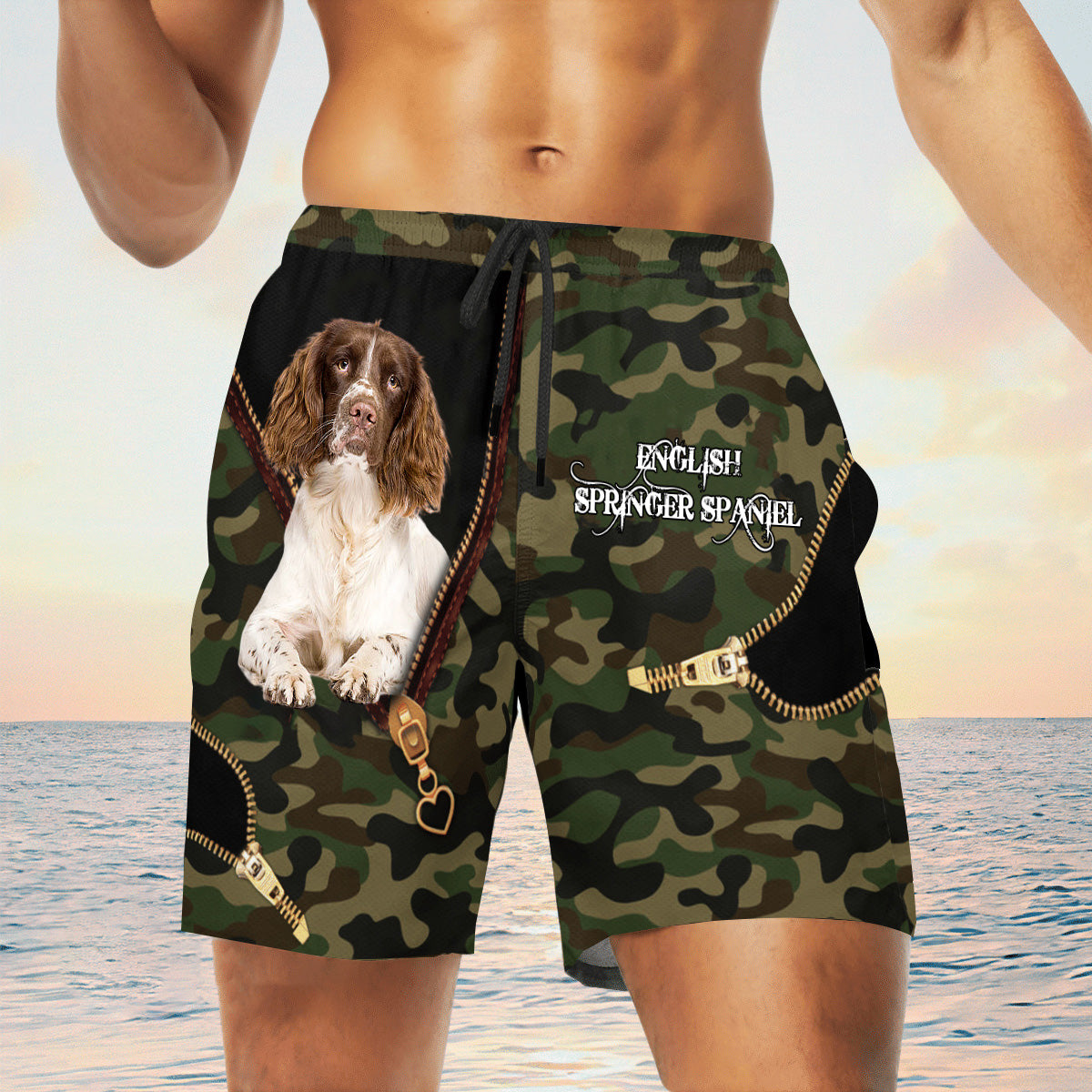 english springer spaniel Camo Beach Pants