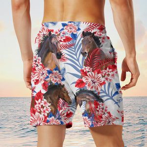 horse In American Flag Pattern Shorts