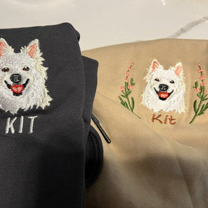 Personalized Embroidered Dog Photo For Dog Lovers Unisex Hoodie