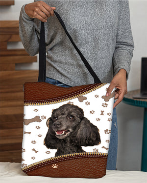 poodle-Zipper Texture-Cloth Tote Bag