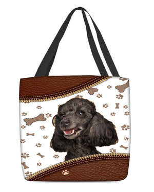 poodle-Zipper Texture-Cloth Tote Bag