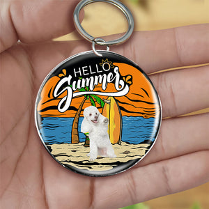 Poodle (3) Hello Summer-Round Resin Epoxy Metal Keychain